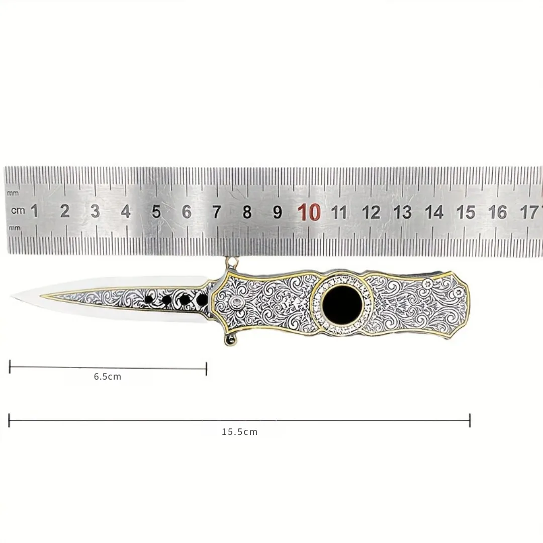 Couteau pliant décoratif style vintage – Élégance rétro et fonctionnalité au quotidien – Idéal collection ou usage extérieur – Image 3