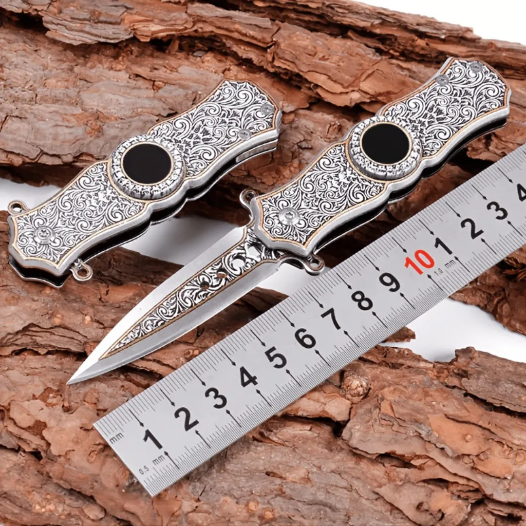 Couteau pliant décoratif style vintage – Élégance rétro et fonctionnalité au quotidien – Idéal collection ou usage extérieur – Image 4