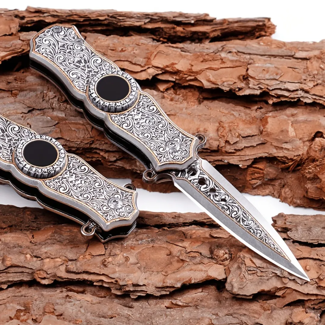 Couteau pliant décoratif style vintage – Élégance rétro et fonctionnalité au quotidien – Idéal collection ou usage extérieur – Image 5