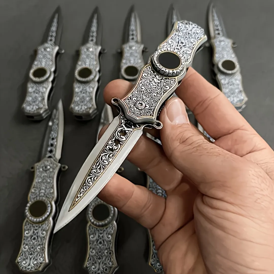 Couteau pliant décoratif style vintage – Élégance rétro et fonctionnalité au quotidien – Idéal collection ou usage extérieur – Image 8