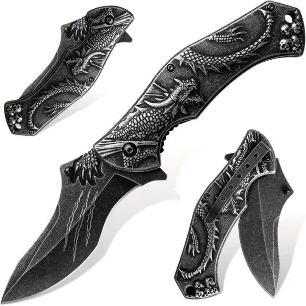 Couteau pliant dragon style médiéval