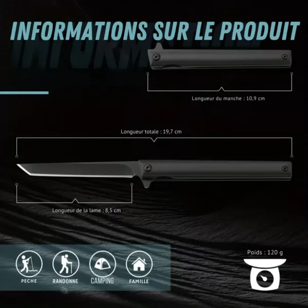 Couteau pliant fin style japonais – Image 3