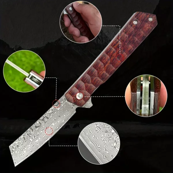 Couteau pliant japonais lame damas – Image 4