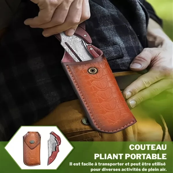 Couteau pliant tactique lame damas – Image 4