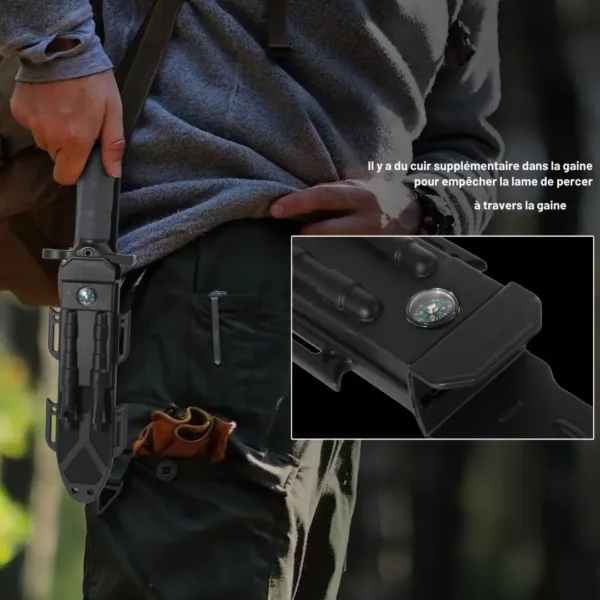 Couteau tactique survie lame noire – Image 5