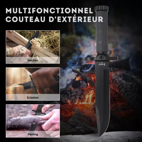 Couteau tactique survie lame noire – Image 2