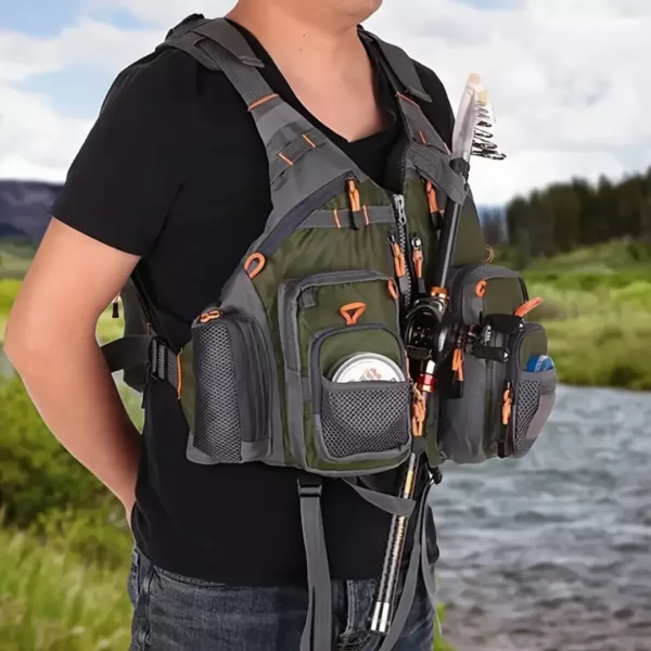 Gilet de pêche léger avec multiples poches