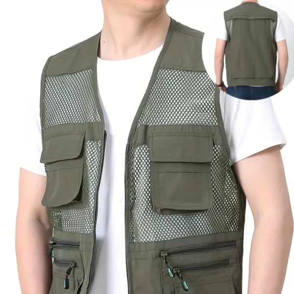 Gilet de pêche respirant multi poches été – Image 7