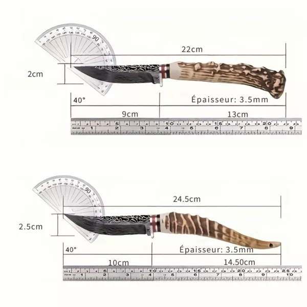 Lot de 2 couteaux chasse manche bois – Image 3