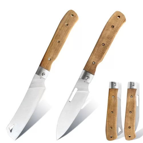 Lot de 2 couteaux pliants bois