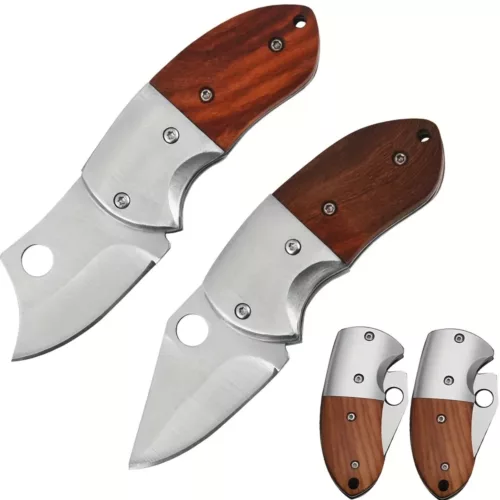 Lot de 2 mini couteaux pliants bois