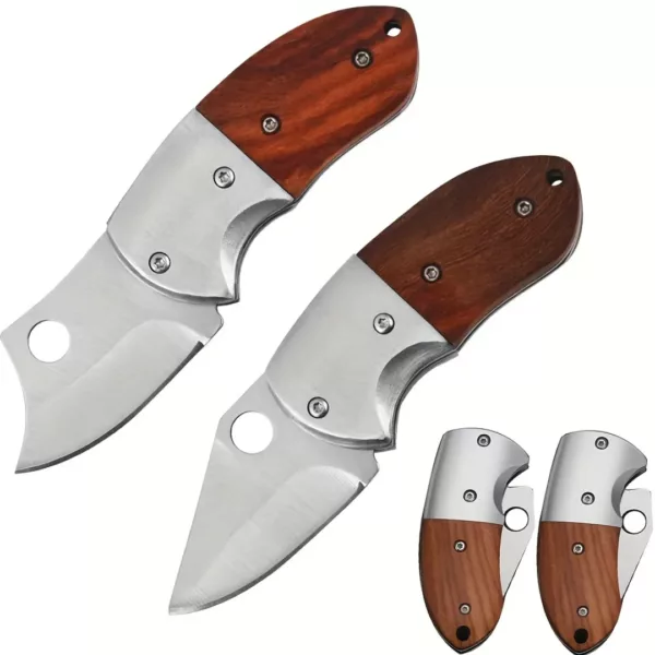 Lot de 2 mini couteaux pliants bois