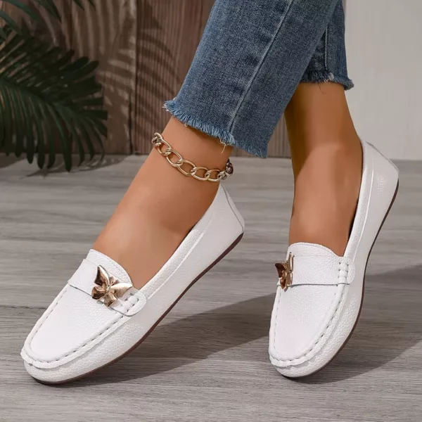 Mocassin femme orné papillon doré – Image 2