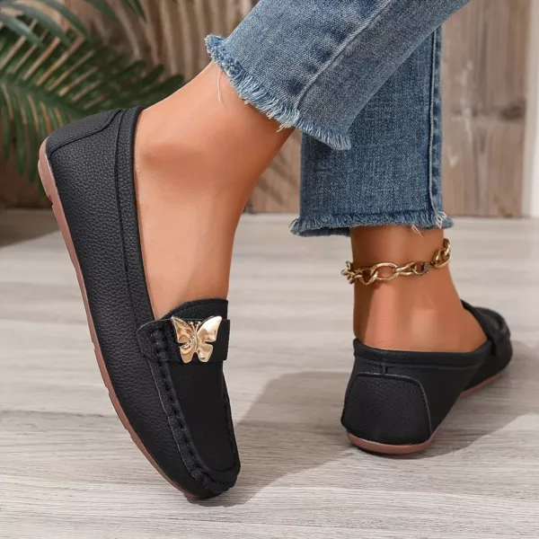 Mocassin femme orné papillon doré – Image 3