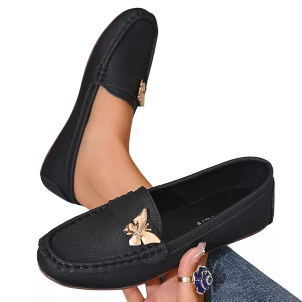 Mocassin femme orné papillon doré – Image 5
