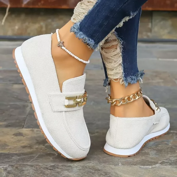 Mocassin femme semelle sport boucle dorée – Image 2