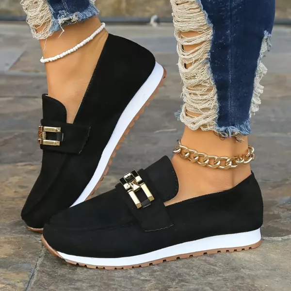 Mocassin femme semelle sport boucle dorée – Image 3