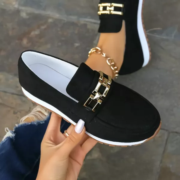 Mocassin femme semelle sport boucle dorée – Image 4
