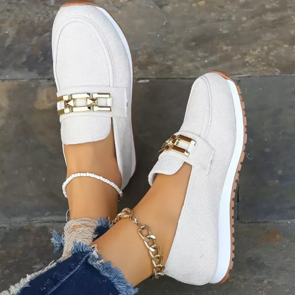 Mocassin femme semelle sport boucle dorée – Image 5