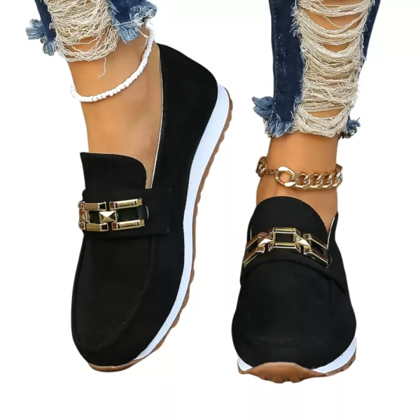 Mocassin femme semelle sport boucle dorée – Image 7