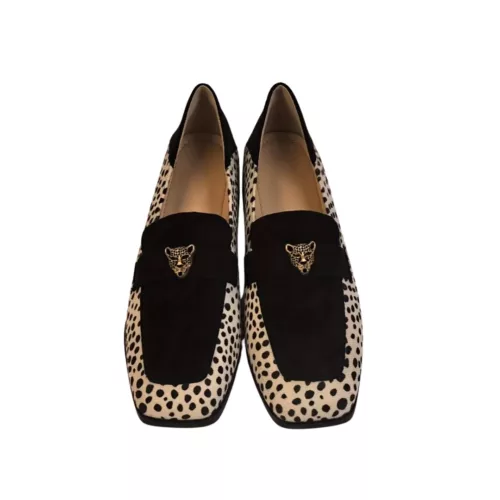Mocassin femme à talon motif dalmatien