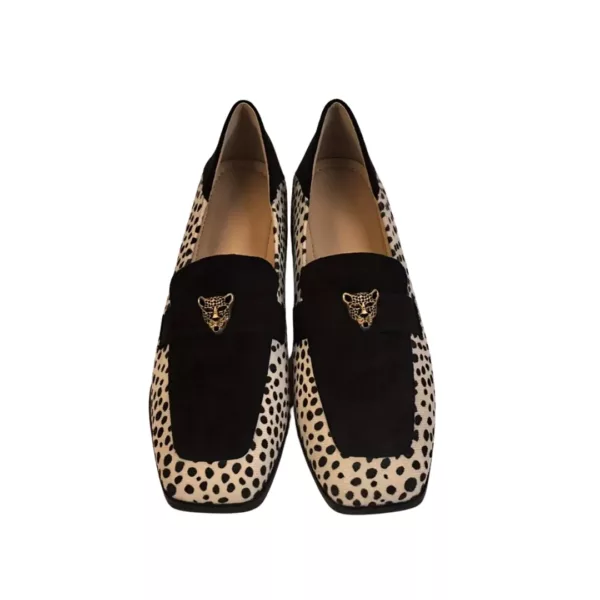 Mocassin femme à talon motif dalmatien