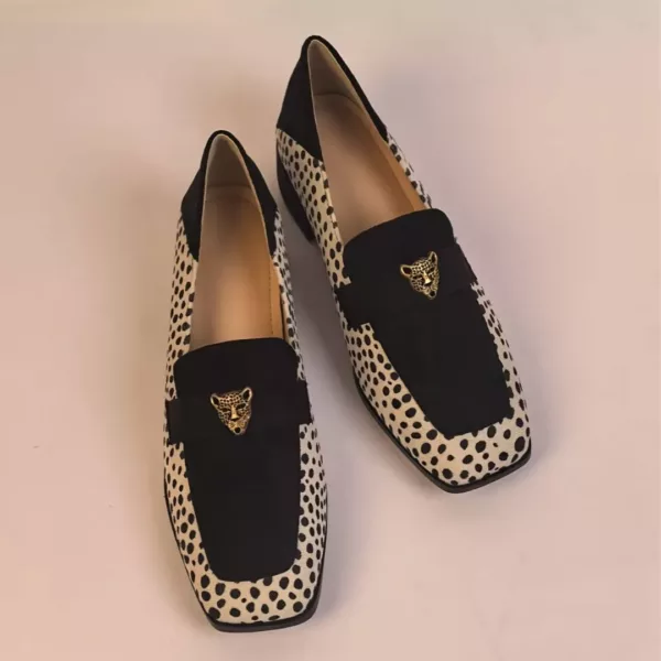 Mocassin femme à talon motif dalmatien – Image 2