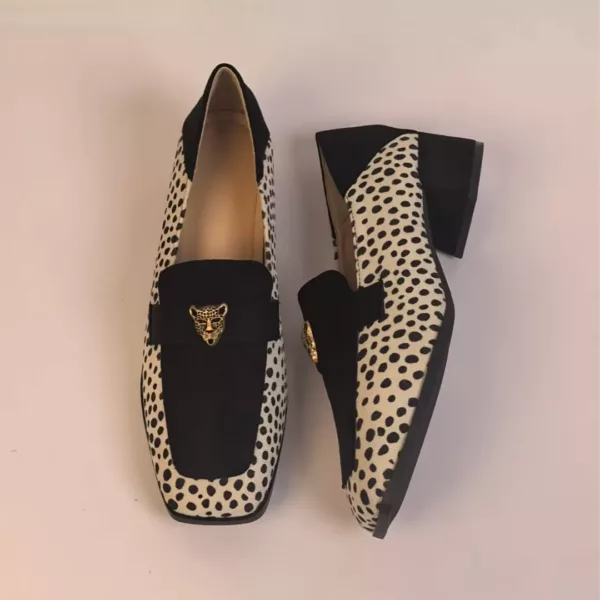 Mocassin femme à talon motif dalmatien – Image 4