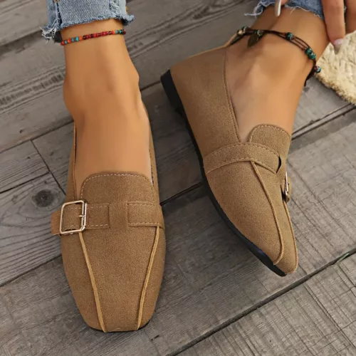 Mocassin femme bout carré boucle fine