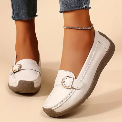 Mocassin femme confort boucle latérale
