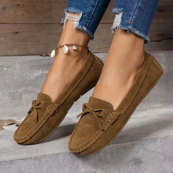 Mocassin femme doux nœud décoratif