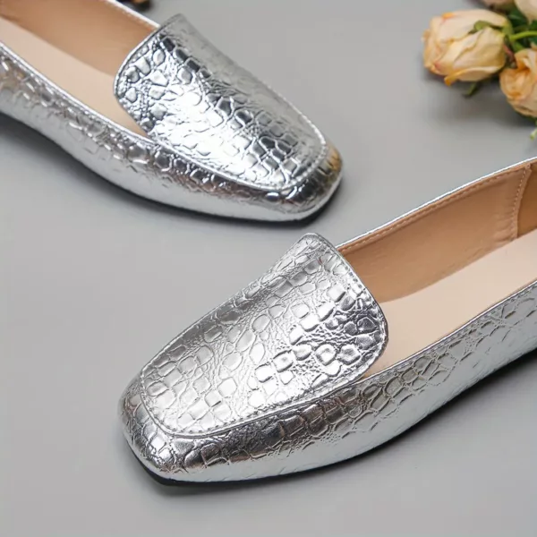 Mocassin femme effet croco métallisé – Image 2