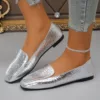 Mocassin femme effet croco métallisé