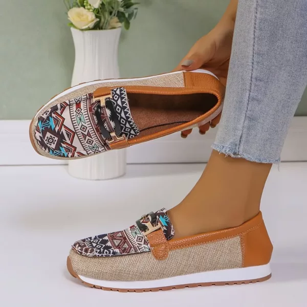 Mocassin femme ethnique semelle compensée – Image 2