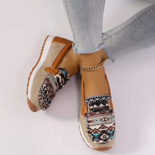 Mocassin femme ethnique semelle compensée – Image 3