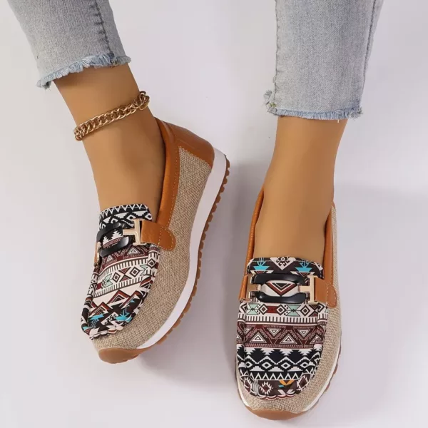 Mocassin femme ethnique semelle compensée – Image 4