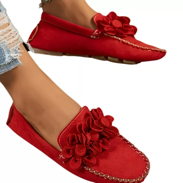 Mocassin femme fleur 3D couture fantaisie – Image 5