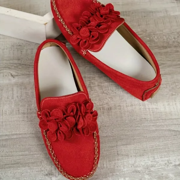 Mocassin femme fleur 3D couture fantaisie – Image 4