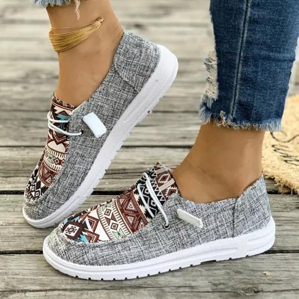 Mocassin femme imprimé ethnique à lacets – Image 5
