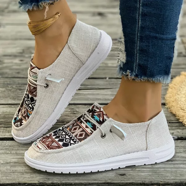 Mocassin femme imprimé ethnique à lacets – Image 8