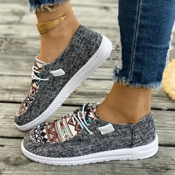 Mocassin femme imprimé ethnique à lacets – Image 7