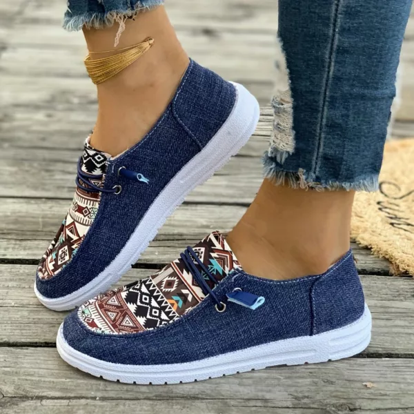 Mocassin femme imprimé ethnique à lacets – Image 6