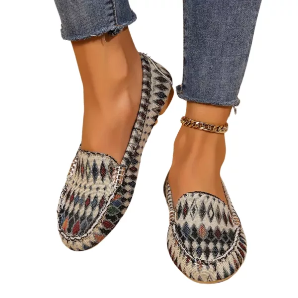 Mocassin femme imprimé ethnique original – Image 6