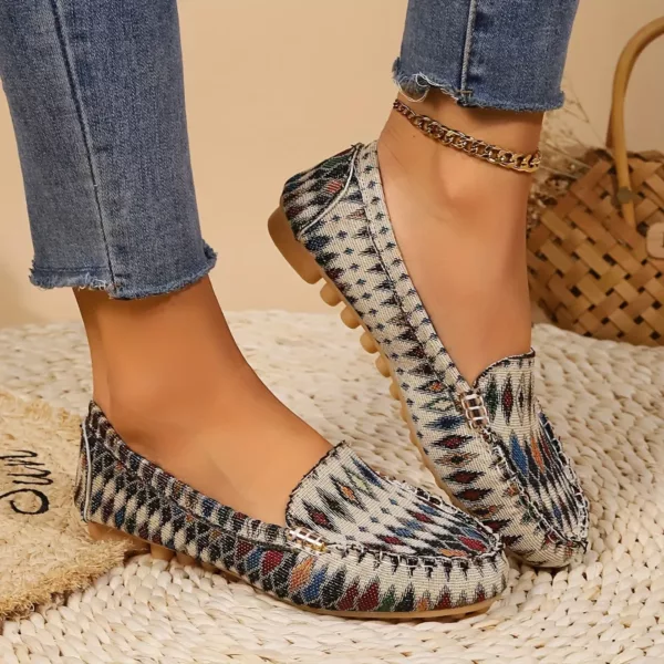 Mocassin femme imprimé ethnique original – Image 3