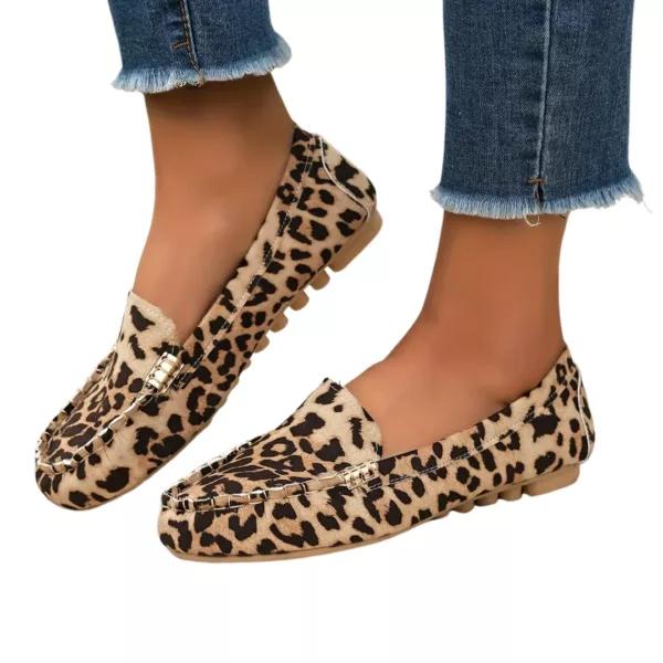 Mocassin femme imprimé léopard couture métal – Image 7