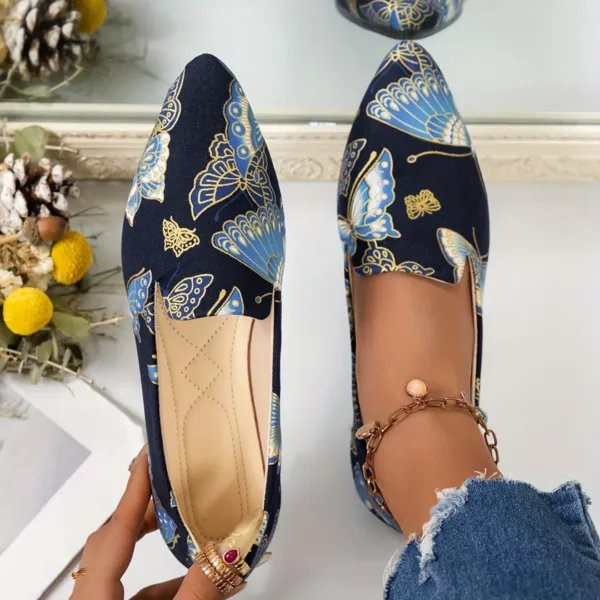 Mocassin femme imprimé papillon élégant – Image 4