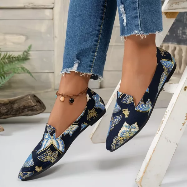 Mocassin femme imprimé papillon élégant – Image 2