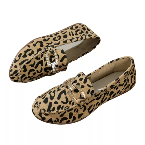 Mocassin femme léopard détail strass