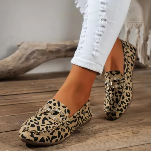 Mocassin femme léopard détail strass – Image 2