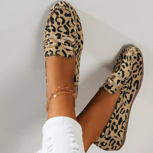Mocassin femme léopard détail strass – Image 3